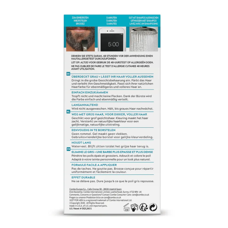 Just for Men Snor en Baard Donkerbruin M45 1 set