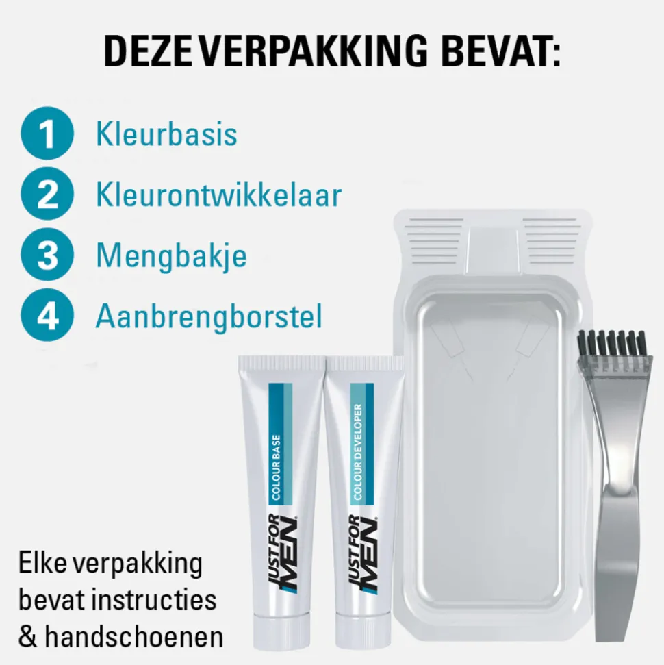 Just for Men Snor en Baard Donkerbruin M45 1 set