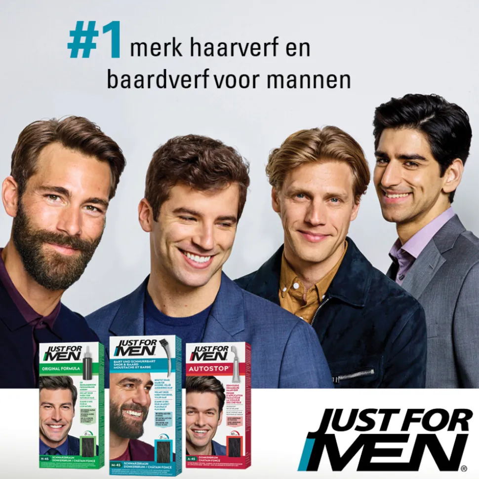 Just for Men Snor en Baard Donkerbruin M45 1 set