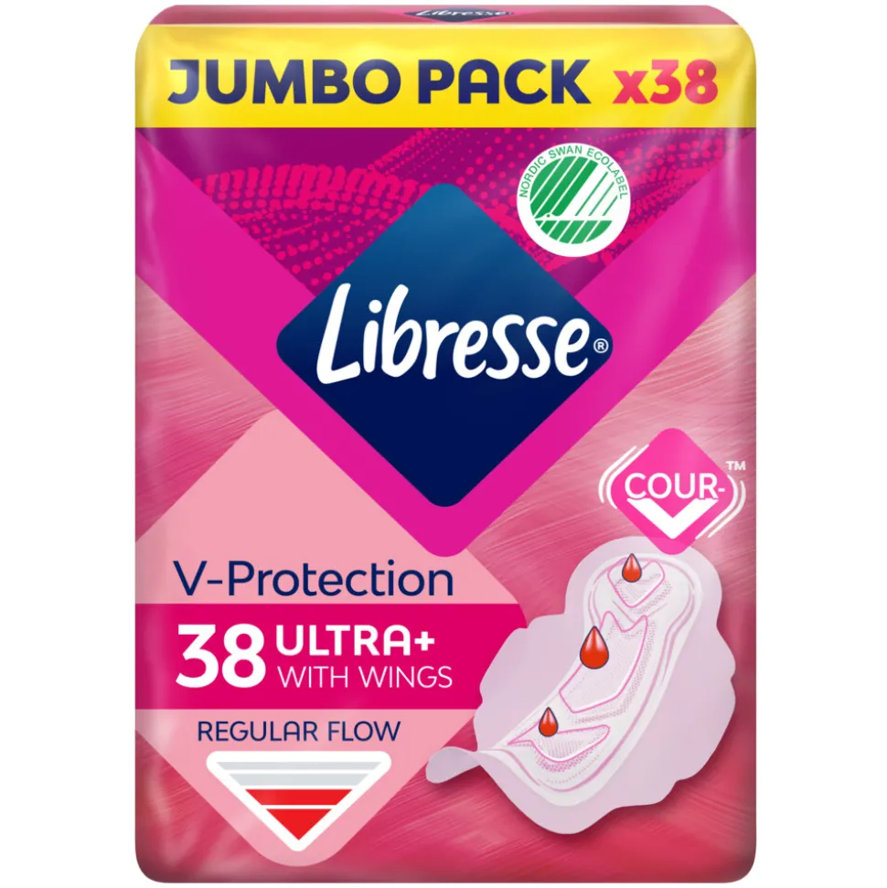 Libresse Ultra+ Regular Maandverband met Vleugels Jumbo Pack 38 stuks