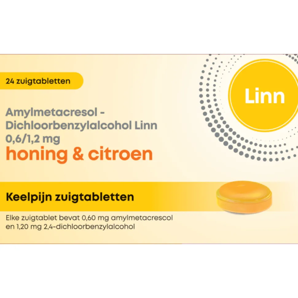 Linn Keelpijn Zuigtabletten Honing & Citroen 24 tabletten
