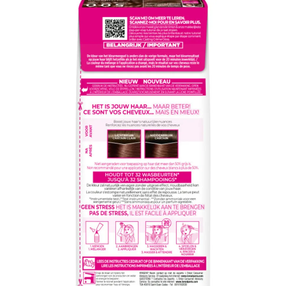 L'Oréal Casting Crème Gloss Semi-Permanente Haarkleuring 500 Lichtbruin