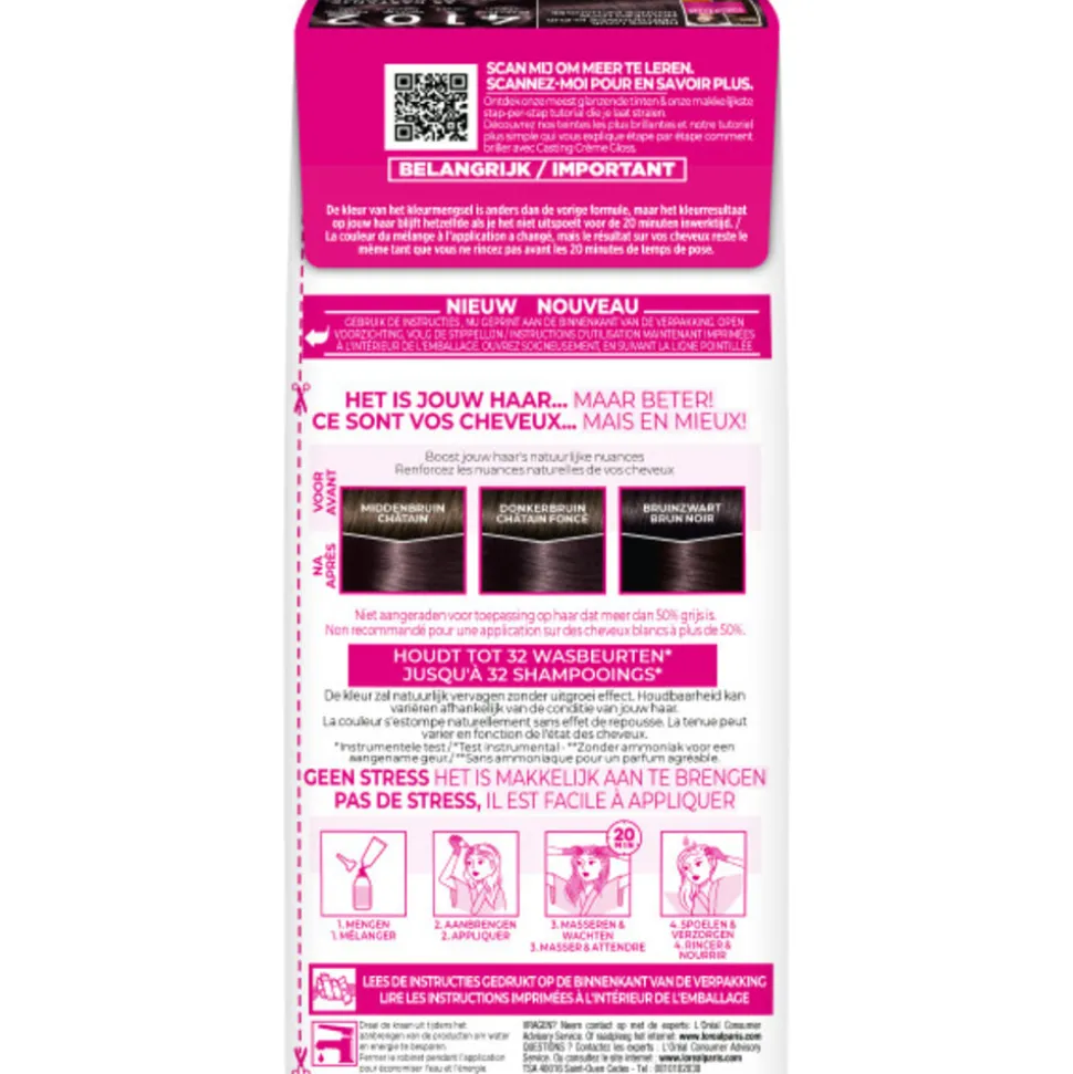 L'Oréal Casting Crème Gloss Semi-Permanente Haarkleuring 4102 Parelmoer Kastanjebruin