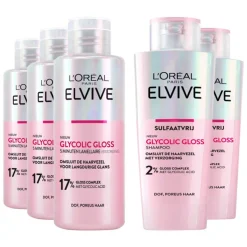 L'Oréal Elvive Glycolic Gloss - Shampoo 3 x 200 ml & Conditioner 2 x 200 ml - Pakket