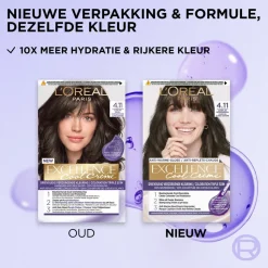 L'Oréal Excellence Cool Crème Permanente Crèmekleuring 4.11 - Ultra As Middenbruin