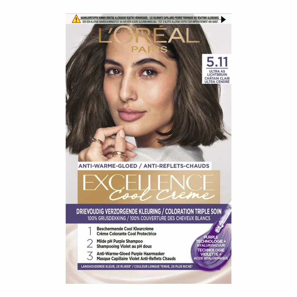L'Oréal Excellence Cool Crème Permanente Crèmekleuring 5.11 - Ultra As Lichtbruin