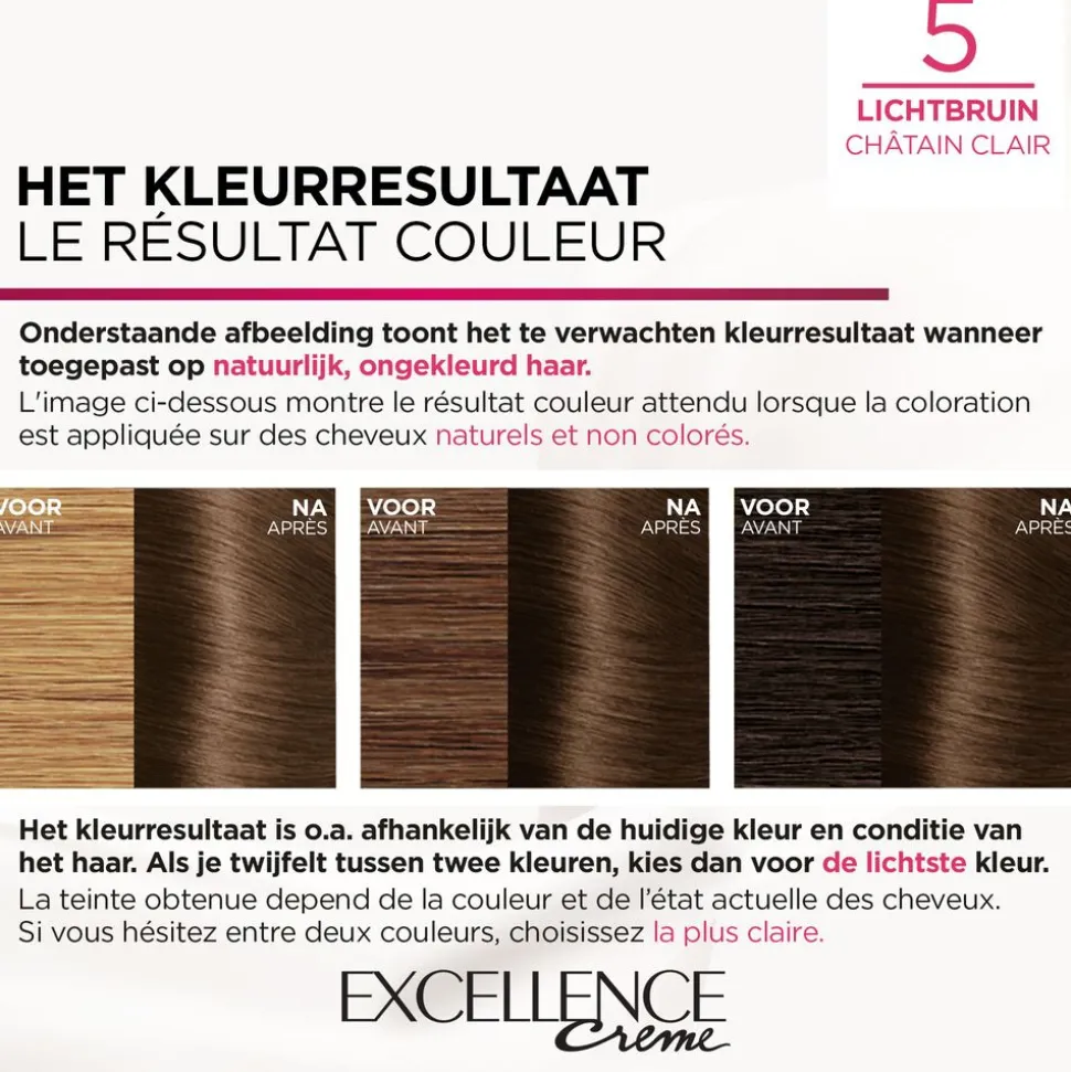 L'Oréal Excellence Crème Permanente Crèmekleuring 5 Lichtbruin