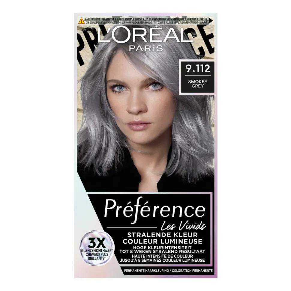 L'Oréal Preference Vivids Permanente Haarkleuring 9.112 Smokey Grey