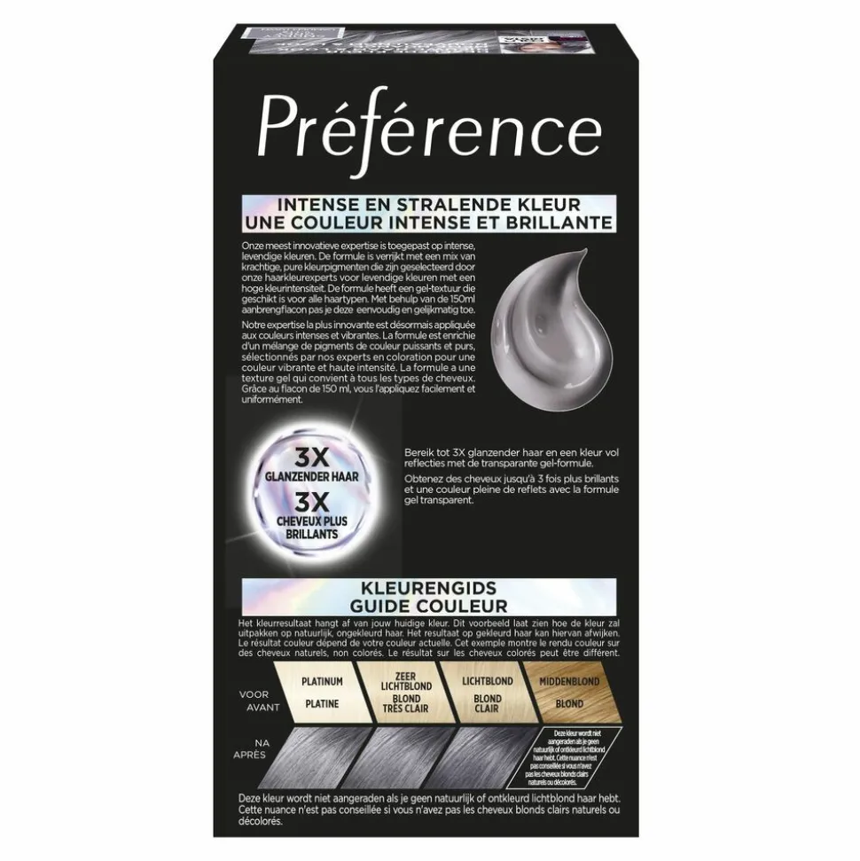 L'Oréal Preference Vivids Permanente Haarkleuring 9.112 Smokey Grey
