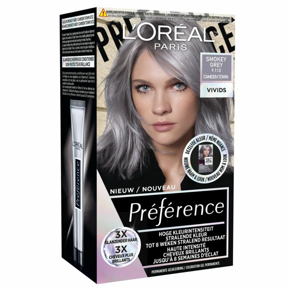 L'Oréal Preference Vivids Permanente Haarkleuring 9.112 Smokey Grey
