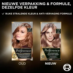 L'Oréal Préférence Permanente Haarkleuring 7.23 Rosegoud Blond