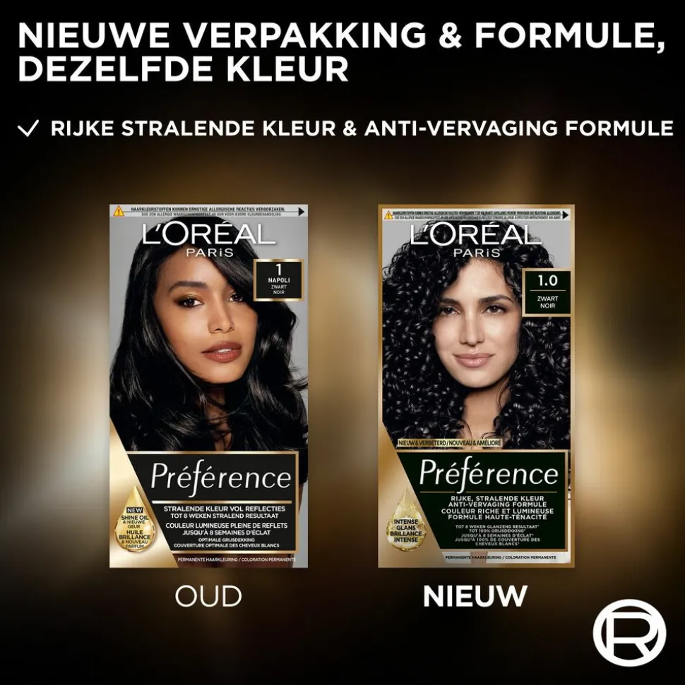 L'Oréal Préférence Permanente Haarkleuring 1 Zwart