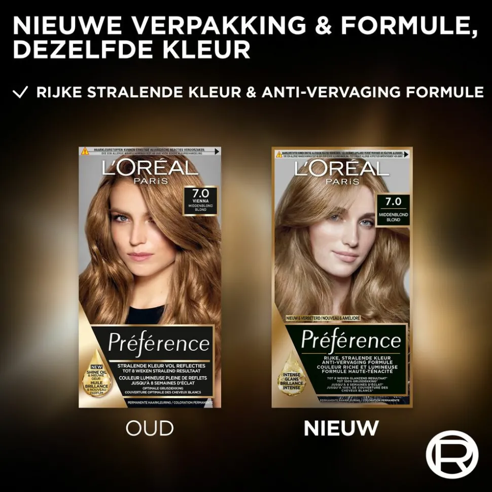 L'Oréal Préférence Permanente Haarkleuring 7.0 Middenblond