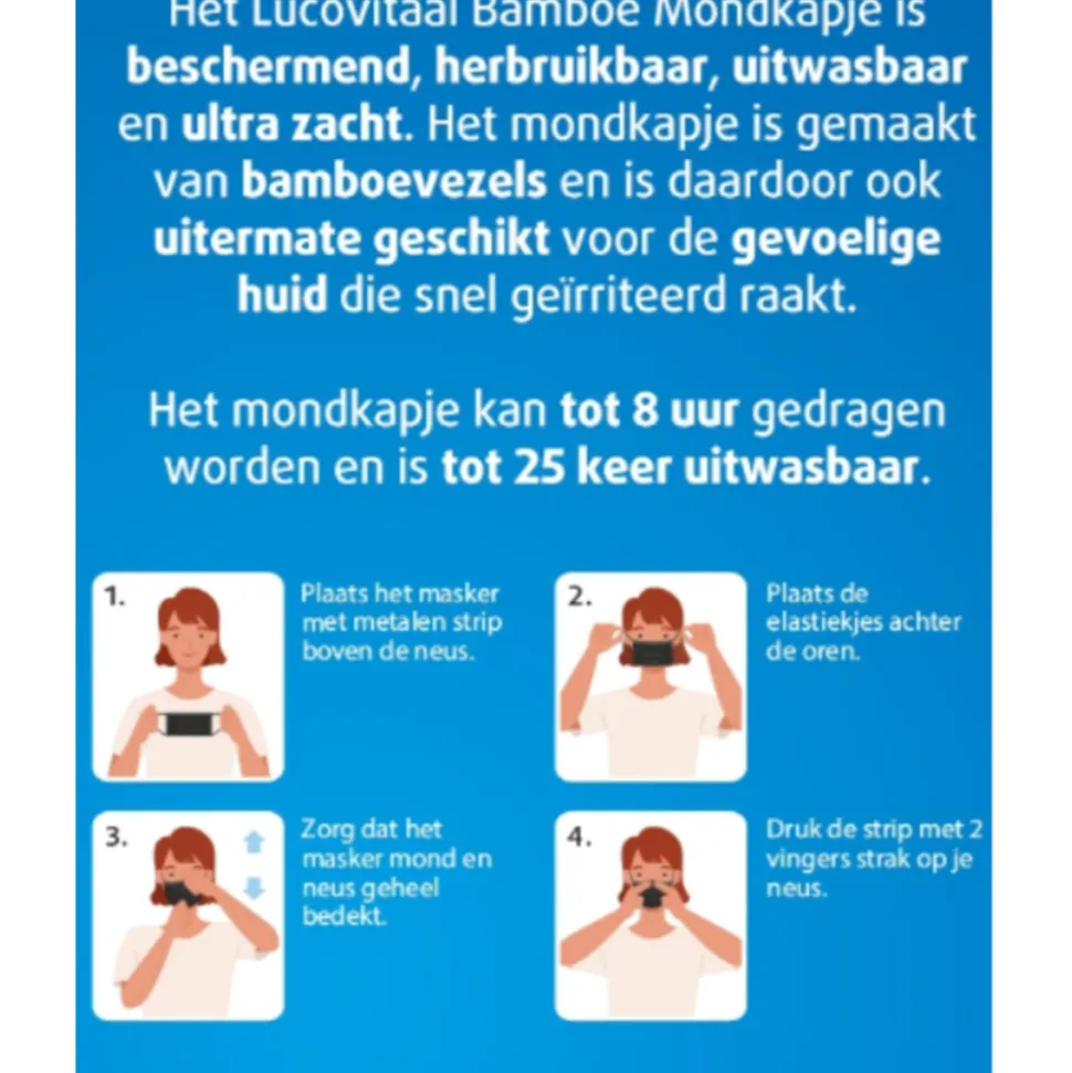 Lucovitaal Bamboe Mondkapje Blauw