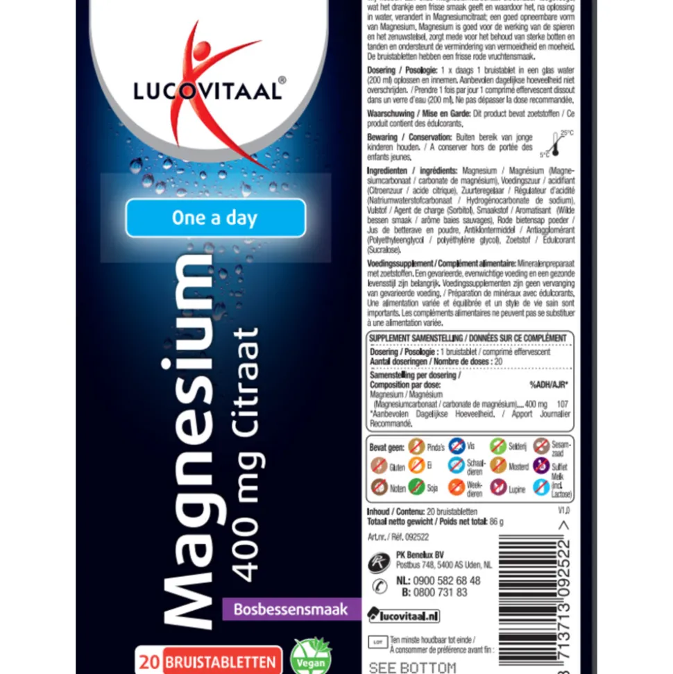 Lucovitaal Magnesium Citraat Bruistabletten 20 tabletten