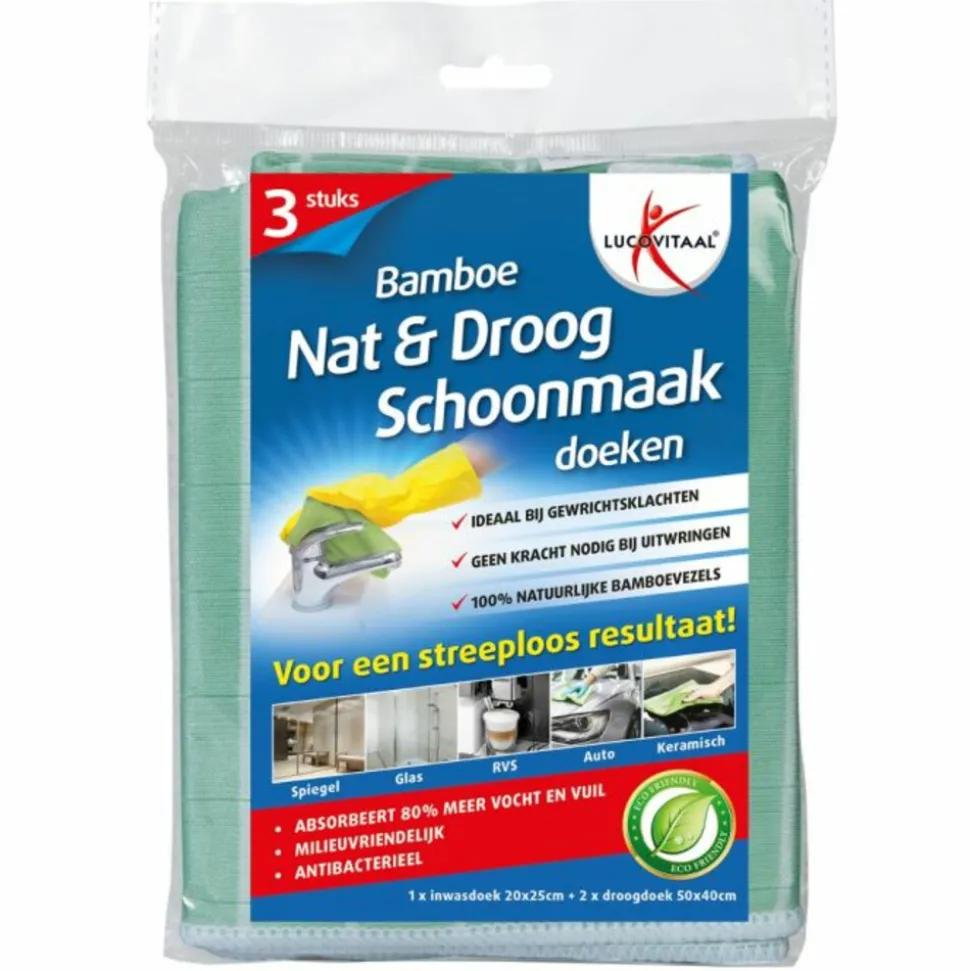 Lucovitaal Schoonmaakdoek Bamboe 3 stuks