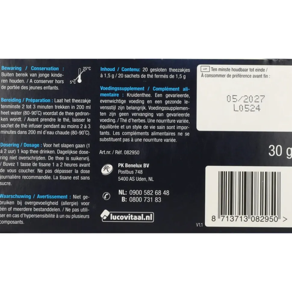 Lucovitaal Slaap Thee Vegan 20 stuks