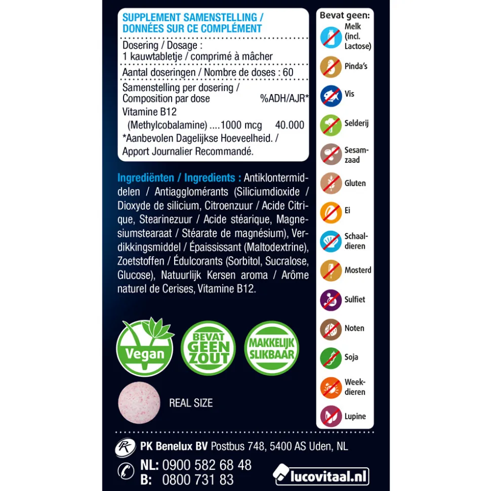 Lucovitaal Vitamine B12 1000mcg 60 kauwtabletten
