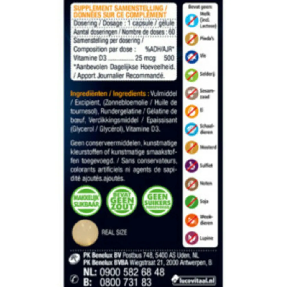 Lucovitaal Vitamine D3 25mcg 60 capsules