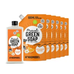 Marcel's Green Soap Afwasmiddel Sinaasappel & Jasmijn + 6 Navullingen Pakket