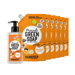 Marcel's Green Soap Handzeep Sinaasappel & Jasmijn 250 ml 6 Navullingen Pakket