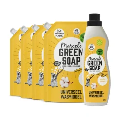 Marcel's Green Soap Wasmiddel Katoen & Vanille 23 Wasbeurten + 4 Navullingen Pakket