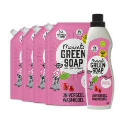 Marcel's Green Soap Wasmiddel Patchouli & Cranberry 23 Wasbeurten + 4 Navullingen Pakket