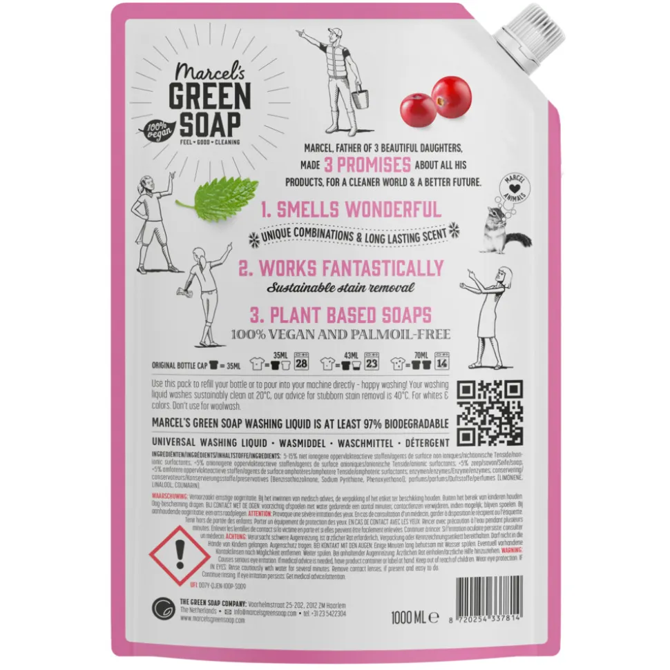 Marcel's Green Soap Wasmiddel Navul Patchouli & Cranberry 23 Wasbeurten 1 liter