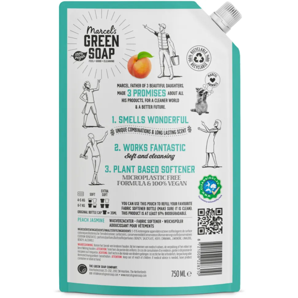 Marcel's Green Soap Wasverzachter Peach & Jasmine Navulling 750 ml
