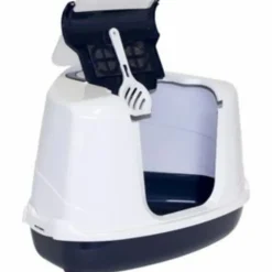 Moderna Hoek Kattenbak Flip Donkerblauw - Wit