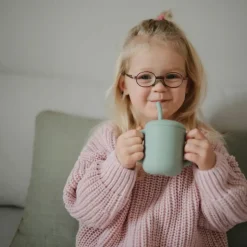 Mushie Drinkbeker met Rietje Cambridge Blue