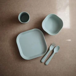 Mushie Kinderbestek Set Lepel en Vork Sage 1 set