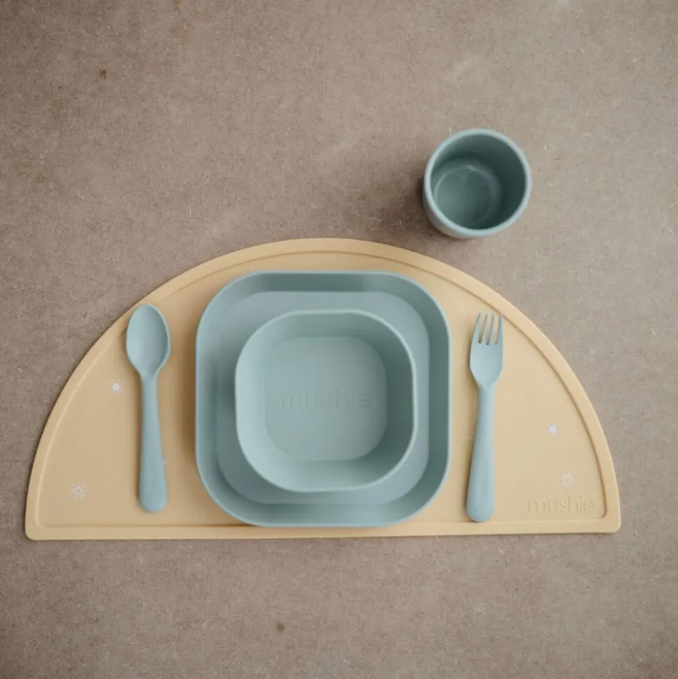 Mushie Kinderbestek Set Lepel en Vork Sage 1 set