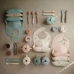 Mushie Slabbetje met Opvangbakje Cambridge Blue