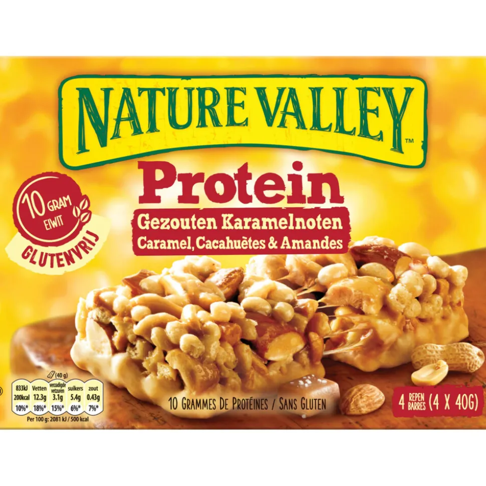 Nature Valley Proteine Gezouten Karamelnoten 4-pack 4 stuks