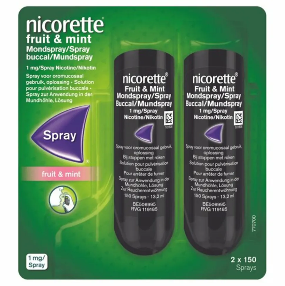 Nicorette Mondspray Fruit & Mint 1mg Duo 2 stuks