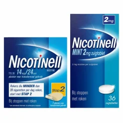 Nicotinell Combinatie therapie: Pleister 14 mg 7 st + Zuigtablet Mint 2 mg 36 st Pakket