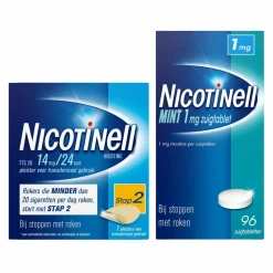 Nicotinell Combinatie therapie: Pleister 14 mg 7 st + Zuigtablet Mint 1 mg 96 st Pakket