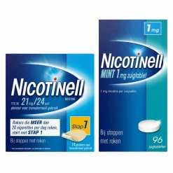 Nicotinell Combinatie therapie: Pleister 21 mg 14 st + Zuigtablet Mint 1 mg 96 st Pakket