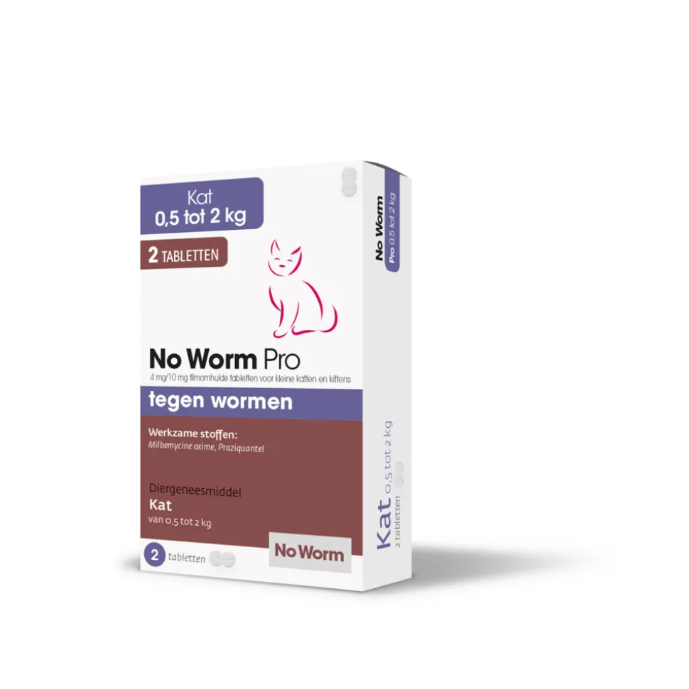 No Worm Pro Ontworming Tabletten Kat 0,5 tot 2 kg 2 tabletten