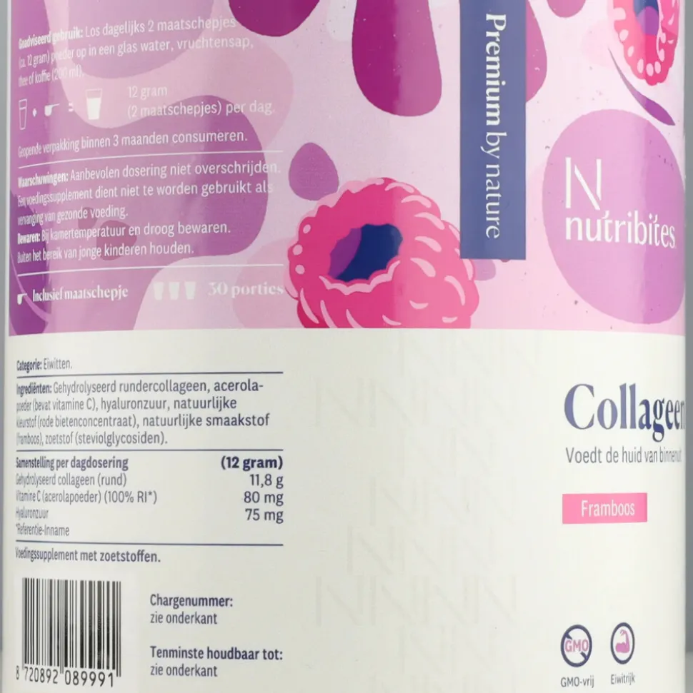 Nutribites Collageen Framboos Poeder 360 gr