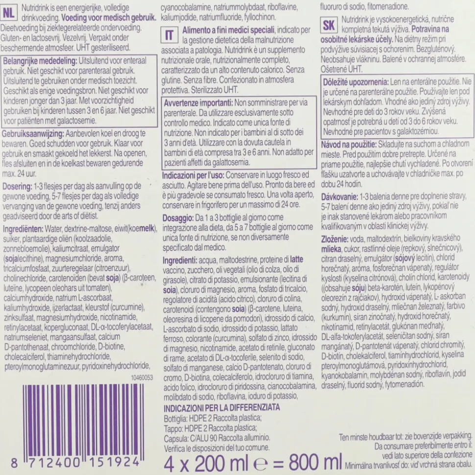 Nutricia Nutridrink Banaan 4 x 200 ml
