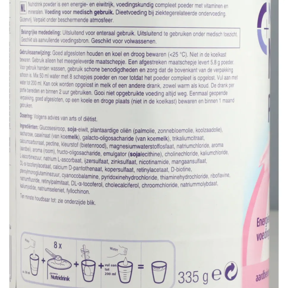 Nutricia Nutridrink Poeder Aarbei 335 gr