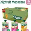 Organix Knijpfruit Maandbox 6+ mnd - Appel Aardbei & Blauwe Bes 12 x 100 gr + Peer & Framboos 12 x 100 gr + Mango Peer & Granola 6 x 100 gr Pakket