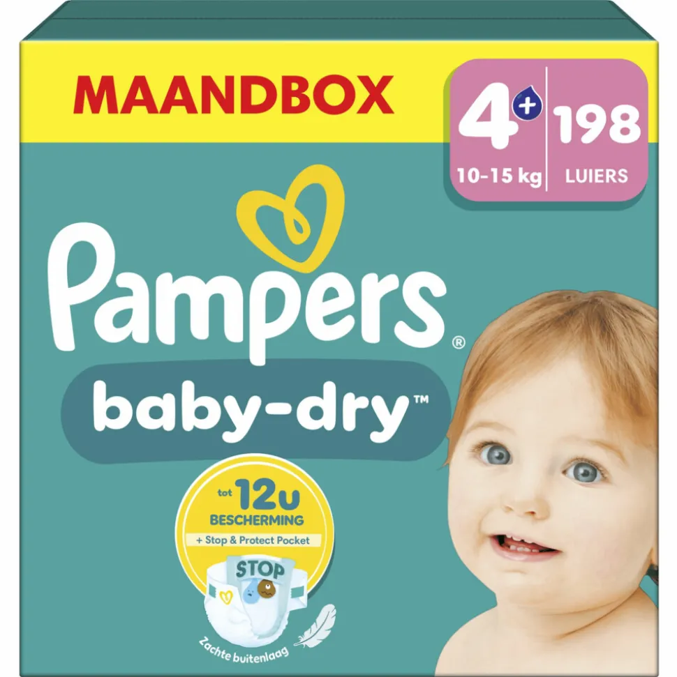 Pampers Baby Dry Luiers Maat 4+ (10-15 kg) 198 stuks