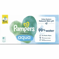 Pampers Billendoekjes Harmonie Aqua 9x48 = 432 stuks