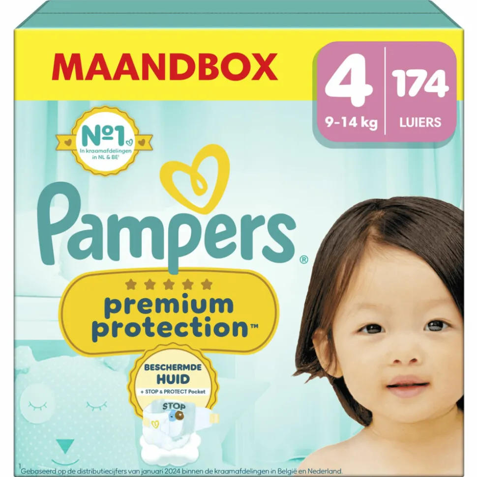 Pampers Premium Protection Luiers Maat 4 (9-14 kg) 174 stuks