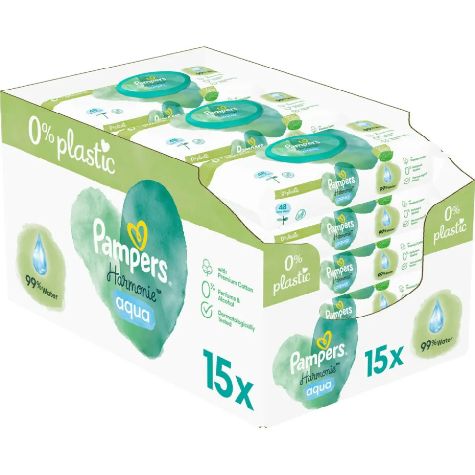 Pampers Premium Protection Luiers Maat 1 en Harmonie Aqua Billendoekjes 720 stuks Pakket