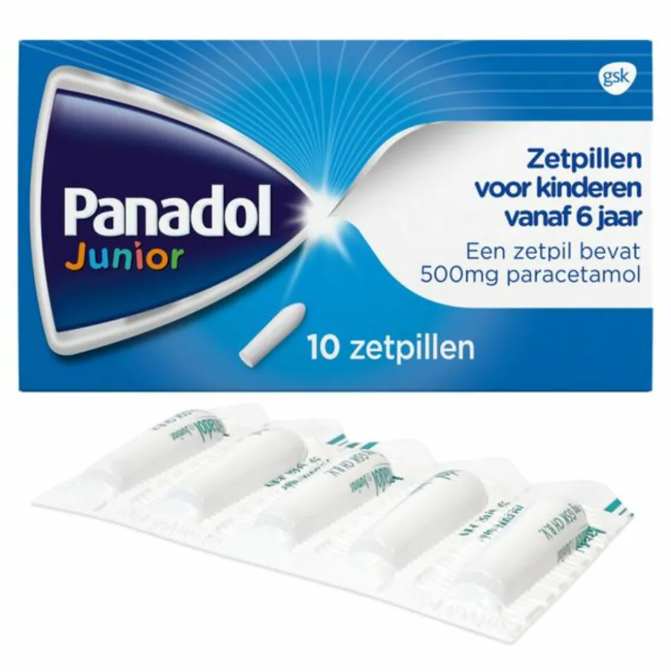 Panadol Junior Zetpillen 500 mg 6 jaar - 12 jaar 10 stuks