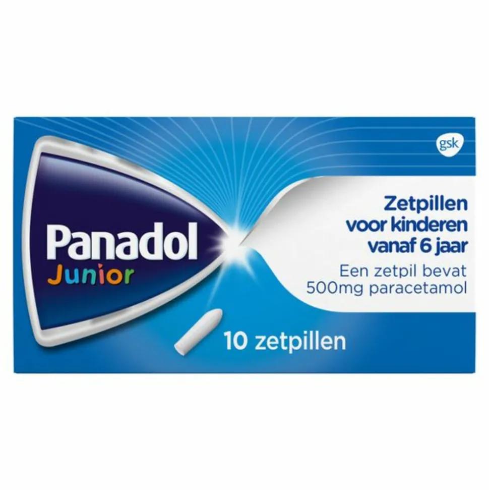 Panadol Junior Zetpillen 500 mg 6 jaar - 12 jaar 10 stuks